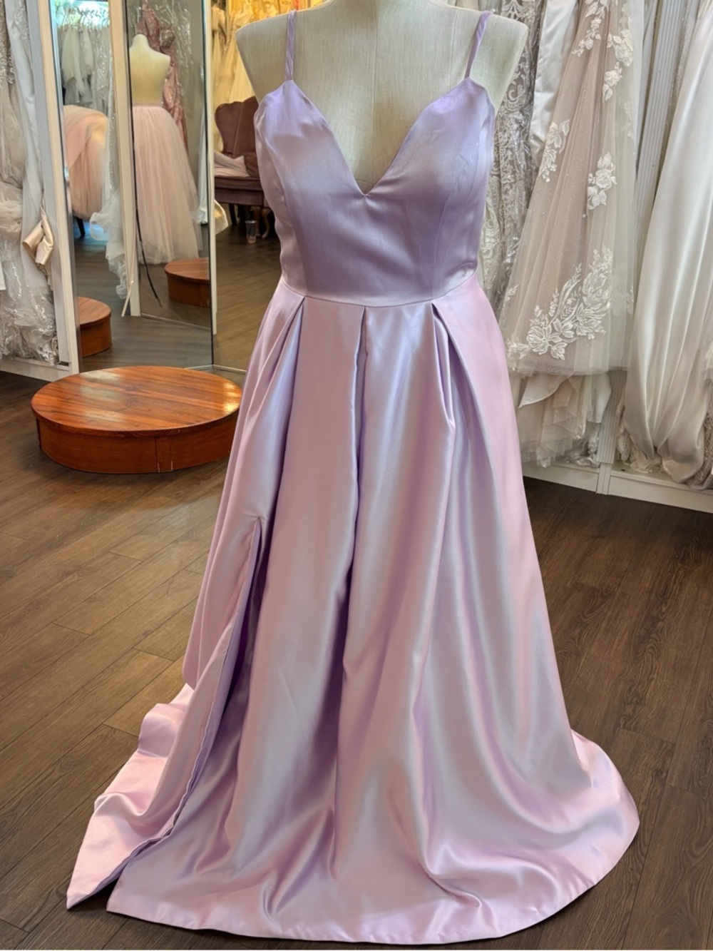 Lavender Satin A-Line Prom Dress